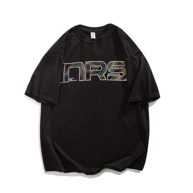 Men T Shirt Summer Casual Tops Men's Summer Retro Men's round Neck Short Sleeve Casual Loose Letter Printed T-shirt Fashion