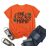 Boy Mama T Shirts Clover Lucky Mama Printed Short Sleeve T-shirt