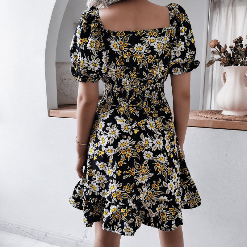 Nina Parker Dresses Elegant Sleeve Skirt Ruffled Short Sleeves Dress
