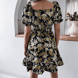 Nina Parker Dresses Elegant Sleeve Skirt Ruffled Short Sleeves Dress