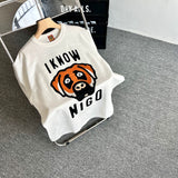 Human Made T-Shirt Dog Pattern Loose Men and Women Slub Cotton T-shirt