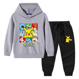 Children Pokemon Pikachu Hoodie & Pant Set Sweater Suit Cotton Trendy