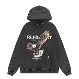 Present Hoodie Represent Wings Eagle Printed Distressed Casual Hooded Bathroom