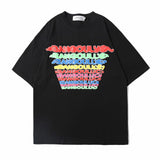 Men T Shirt Summer Casual Tops Letter Print Short-Sleeve T-shirt Men's Fashion Brand round Neck Half Sleeve Trendy Loose Pullover