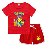 Children Pokemon Pikachu Tshirts & Shorts Leisure Sports Suction Suit Neutral