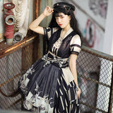 Gothic Lolita Harajuku Style Clothing Punk Lolita Dress Short Sleeve Op Retro Irregular Large Swing Dress