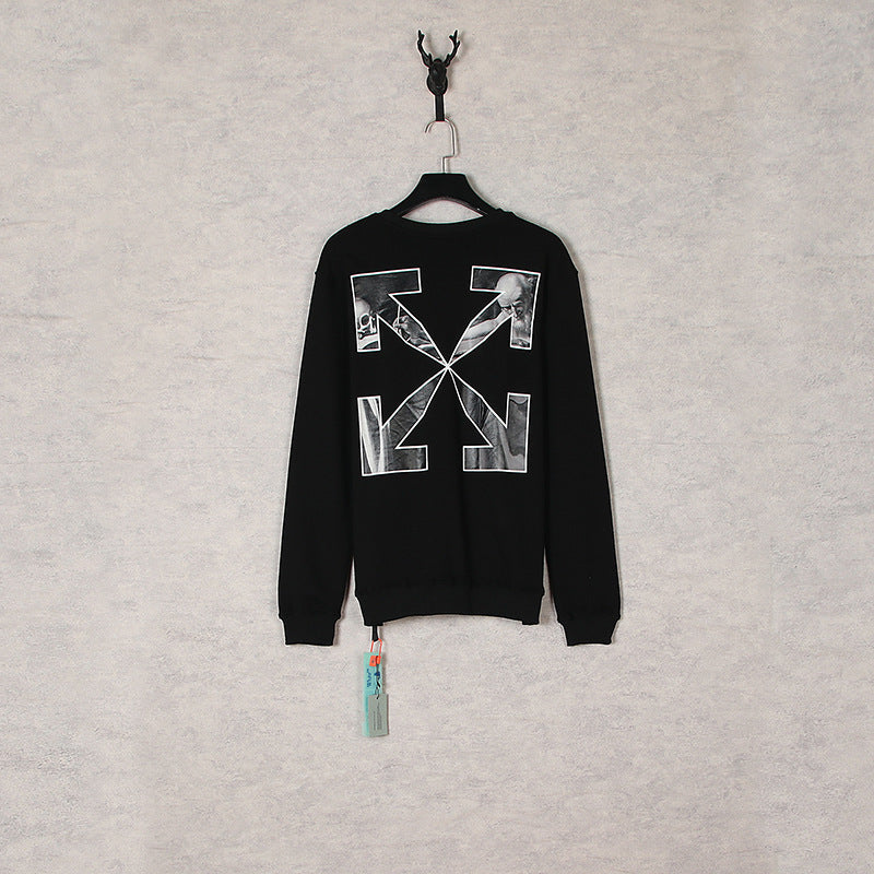 Off White Sweatshirts Long Sleeve round Neck Sweater Autumn Oil Painting Arrow Sweater