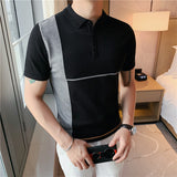 Men Short Sleeve T-Shirt Stretch Casual Polo Collar T-shirt