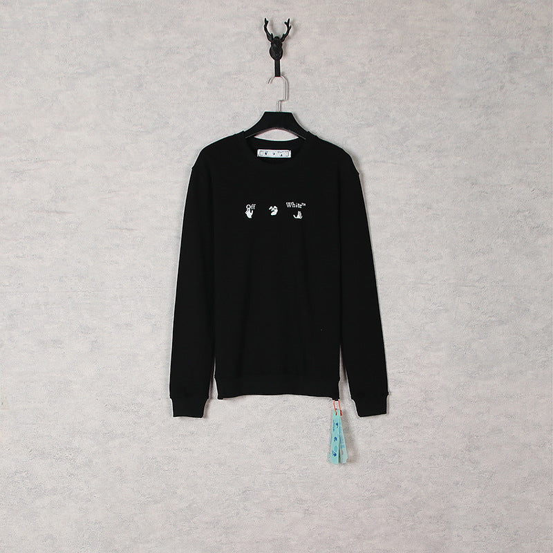 Off White Long Sleeve Round Neck Sweater Autumn And Winter High-Quality Off Gray Melting Arrow Pattern Crew Neck Pullover Sweatshirt
