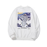 Off White Sweatshirts Long Sleeve round Neck Sweater Autumn and Winter Outer Space Astronauts Arrow Pattern Terry Sweater