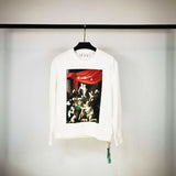 Off White Sweatshirts Long Sleeve round Neck Sweater Character Oil Painting Graphic Print Crew Neck Pullover Short Sleeve