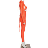 Women's Spring Clothing Solid Color Sexy Cutout Hip Lifting Sport Jumpsuit