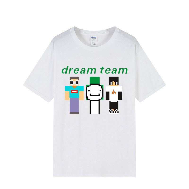 Dreamwastaken Novelty Hoodies Dream Merch Shirt 2D Printed Short Sleeve Round Neck Loose T-shirt