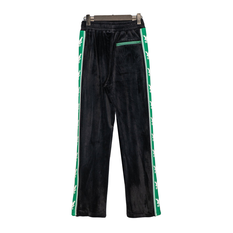 Off White Winter Pants Autumn and Winter Green Letter Velvet Casual Trousers