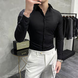 Men Shirts Business Slim-Fit Long-Sleeved Shirt