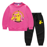 Children Pokemon Pikachu Hoodie & Pant Set Two-Piece Cotton Sweater Set