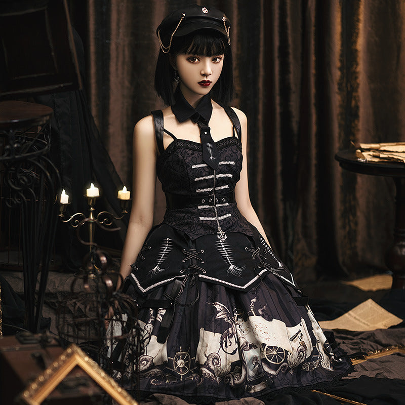 Gothic Lolita Harajuku Style Clothing Punk Lolita Dress JSK Retro Goth Dress Full Set