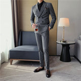 Double Brewed Seersucker Suit Autumn Men's Suit Two-Piece Suit