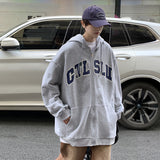 Slogan Graphic Hoodie Zipper Sweater
