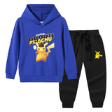 Children Pokemon Pikachu Hoodie & Pant Set Hooded Sweater Trousers Two-Piece Baby Cotton Sweater Suit