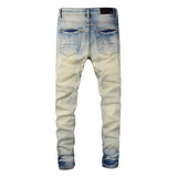Amiri Trousers New US Amiri Leisure Washed-out Splash-Ink Painted Slim Jeans for Men