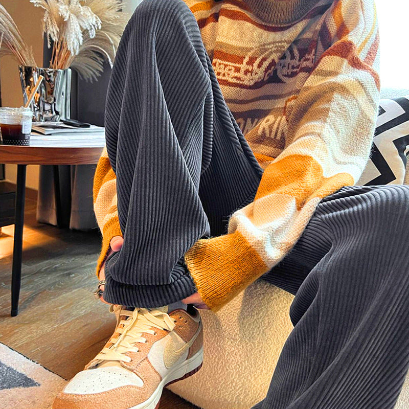 Men Sweatpants Drooping Straight Loose Retro Leisure Sports