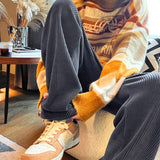 Men Sweatpants Drooping Straight Loose Retro Leisure Sports