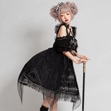 Gothic Lolita Harajuku Style Clothing Lolita Dress JSK Dark Elegant CLA Lace Dress for Women Summer