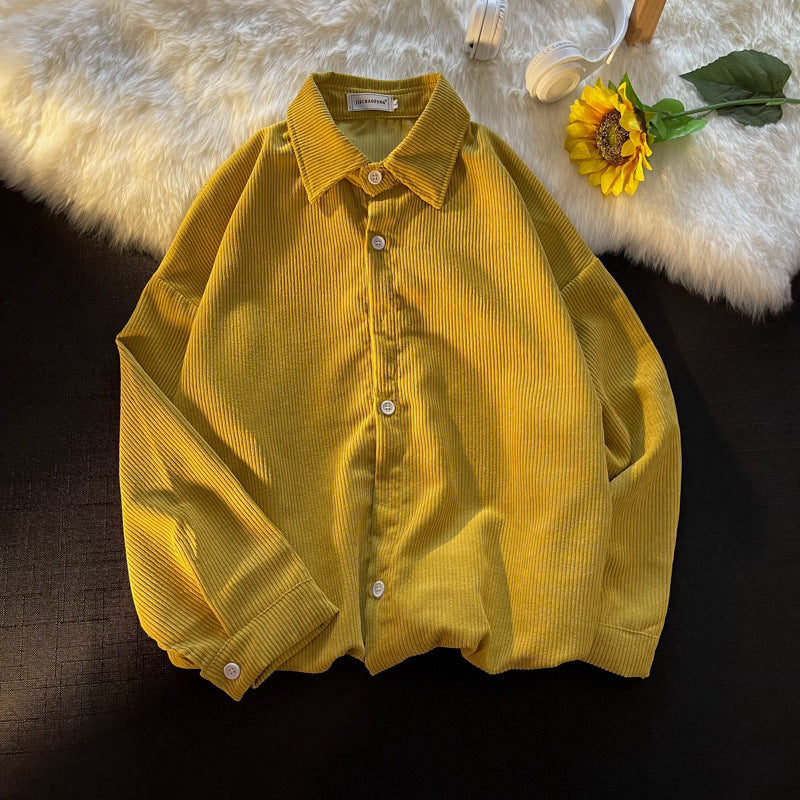 Corduroy Patch Jacket Long Sleeve Corduroy Shirt Loose Casual Jacket