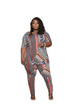 Women Plus Size Co-Ords Loose Casual Print Loose Short Sleeve Pajamas Two-Piece Set