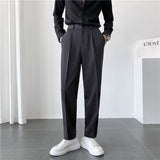 Seersucker Suit Straight-Leg Trousers Suit Pants