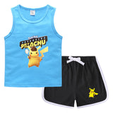 Children Pokemon Pikachu Tshirts & Shorts Leisure Sports Suction Suit Neutral