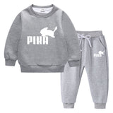 Children Pokemon Pikachu Hoodie & Pant Set Fleece Lined Padded Warm Keeping Winter Clothes Sweatershirt Suit