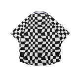 2022 Summer Man Outfits Checkered Short Sleeve Shirt