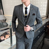 Seersucker Suit Slim Three-Piece Suit Striped Suit