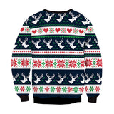 Ugly Christmas Sweater Autumn Deer Print round Neck Long Sleeve Sweater Couple Wear