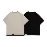 Men T Shirt Summer Casual Tops Men's Clothes Summer Wear Retro Men's round Neck Short Sleeve Casual Snow Mountain Fake Two-Piece T-shirt Fashion