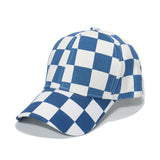 Vintage Check Baseball Cap Black and White Checkerboard