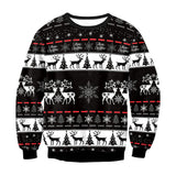 Ugly Christmas Sweater Animal Deer Digital Printed round Neck Long Sleeve T-shirt Couples Sweater