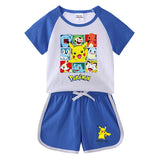 Children Pokemon Pikachu Tshirts & Shorts Short-Sleeved T-shirt Shorts Casual Sports Two-Piece Neutral