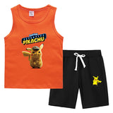 Children Pokemon Pikachu Tshirts & Shorts Summer Vest Middle Pants Sports Casual Thin Two Pieces
