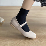 Nude Block Heel Sandals Mary Jane Shoes Women's Vintage High Heels