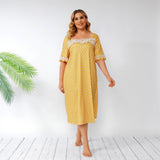 Women Plus Size Maxi Dresses Lace Polka Dot Loose Casual Dress