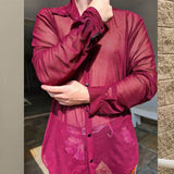 Transparent Shirt for Men Spring Leisure Sheer Top Slim Fit Long Sleeve Sexy Shirt