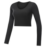 Anti Sweat Dressing Yoga Clothes Round Neck Long Sleeve