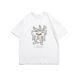 Men T Shirt Summer Casual Tops Men's Clothes Summer Wear Vintage Men's round Neck Short Sleeve Casual Loose Cartoon Rabbit Printed T-shirt