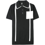 Men Short Sleeve T-Shirt Knitted Lapel T-shirt