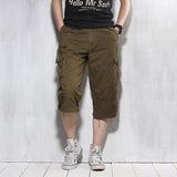 Men's Capris Pants below the Knee Shorts Summer Men's Oversized Cargo Pants Cotton Shorts