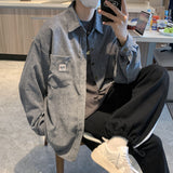 Corduroy Patch Jacket Vintage Corduroy Coat for Boys Spring and Autumn Loose