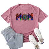 Boy Mama T Shirts Mom Leopard Print Mama Letter Print T-shirt